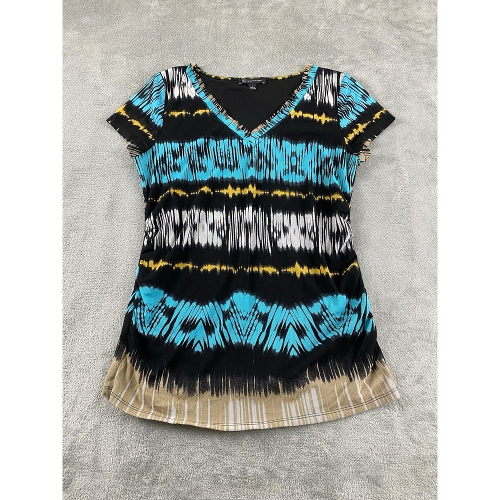 INC Womens Top Large Blue Black Multicolored Paisley‎ Nylon C8